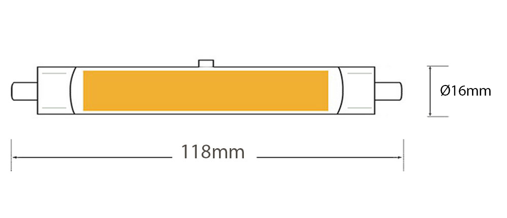 ampoule LED R7s 16 watts COB dimension 118 mm