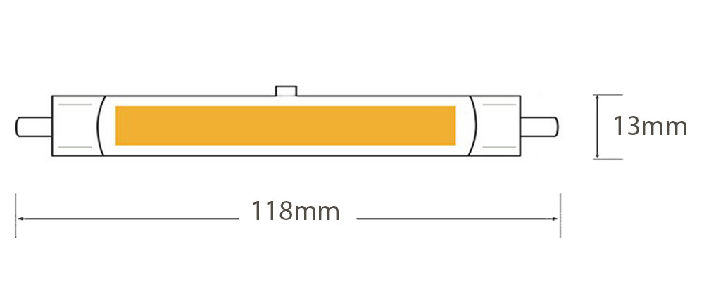 Ampoule LED R7s Ø13mm - LED linear COB dimension