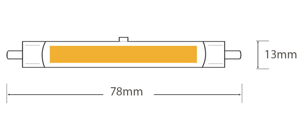 Ampoule LED R7s Ø13mm - LED linear COB dimmable * 78mm dimension