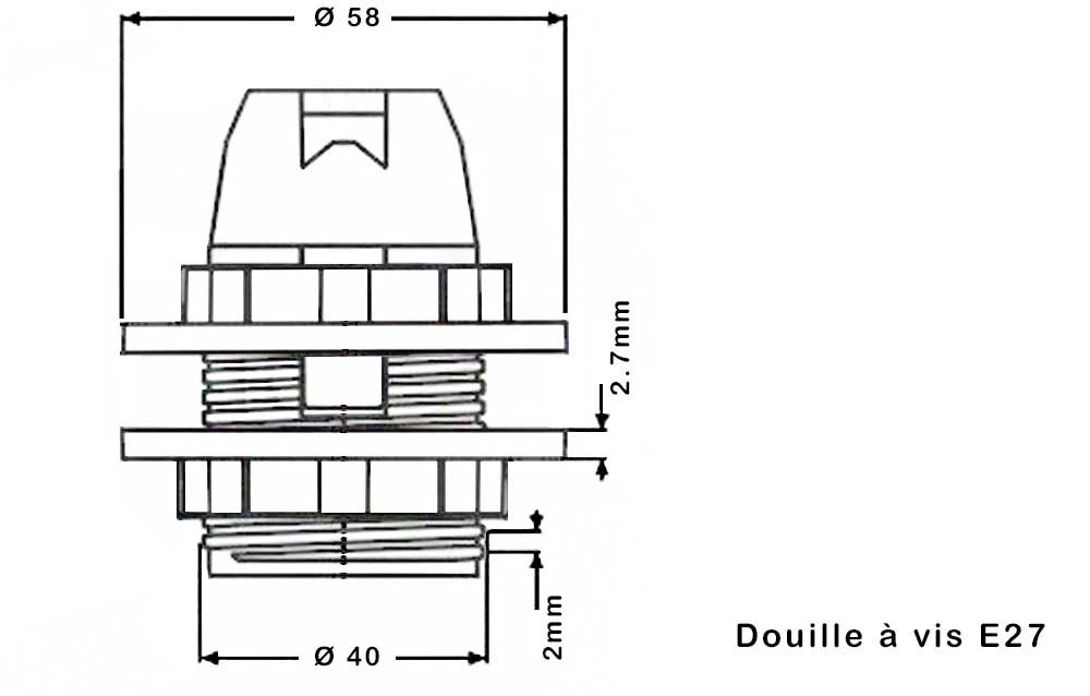 bague plastique blanc pour douille E27 dimension