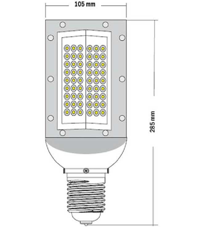 Dimention-lampe-LED-E40-100watts-230volts