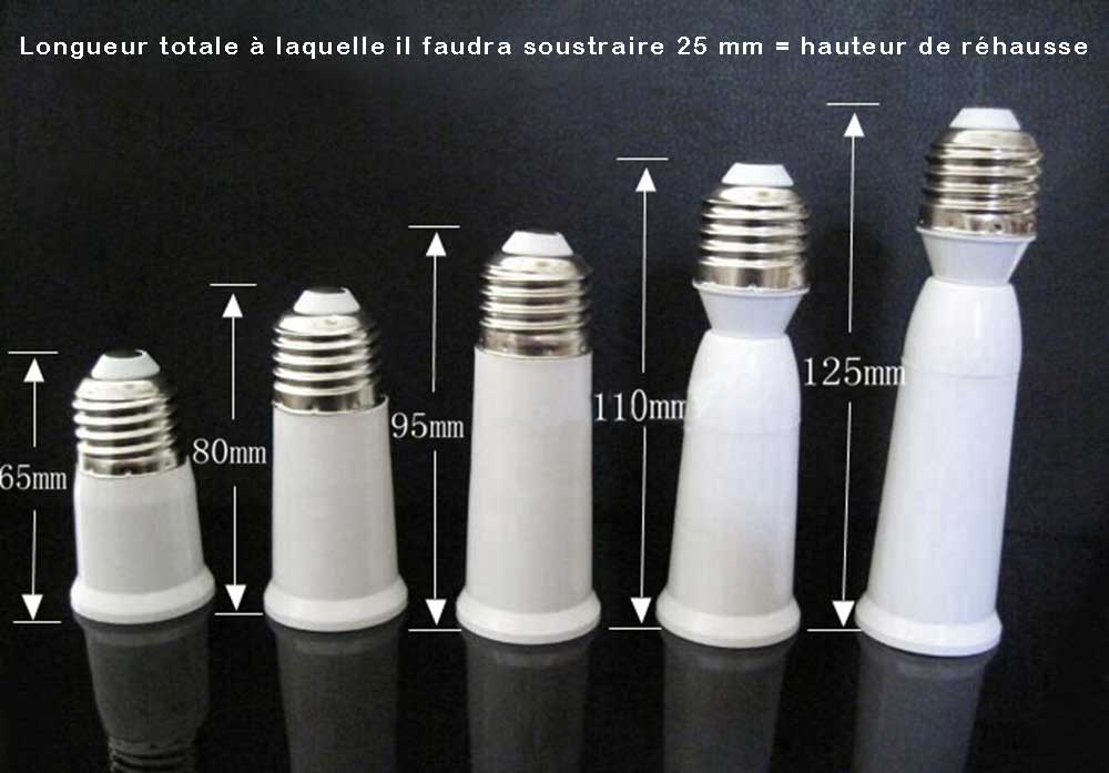 Culot rehausseur E27 dimensions