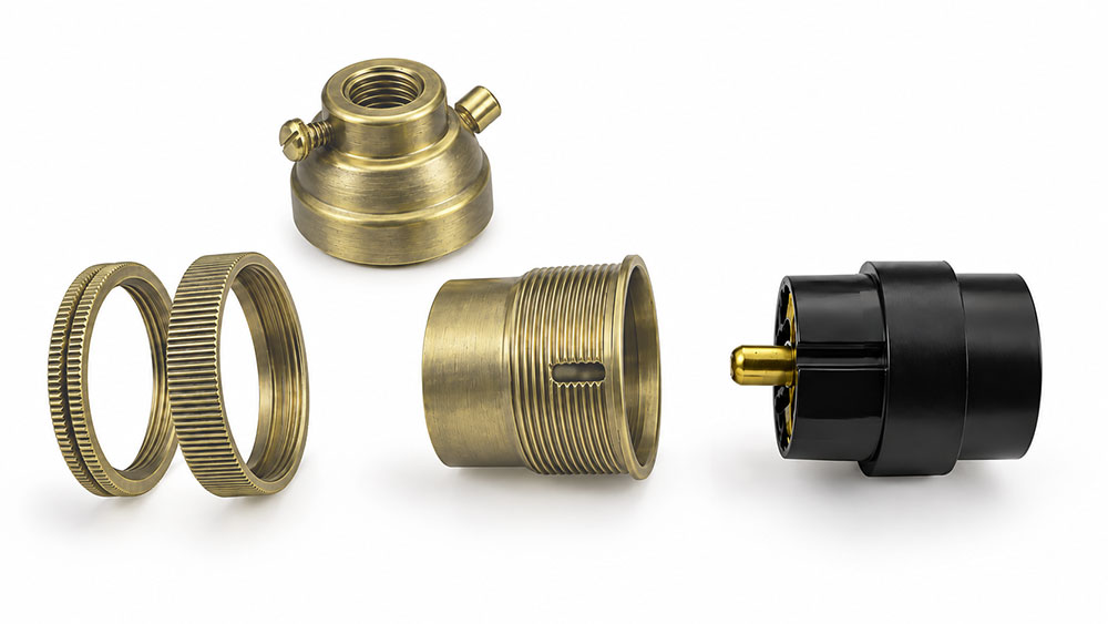 Douille de lampe B22 en laiton vieilli - fixation taraudage M10