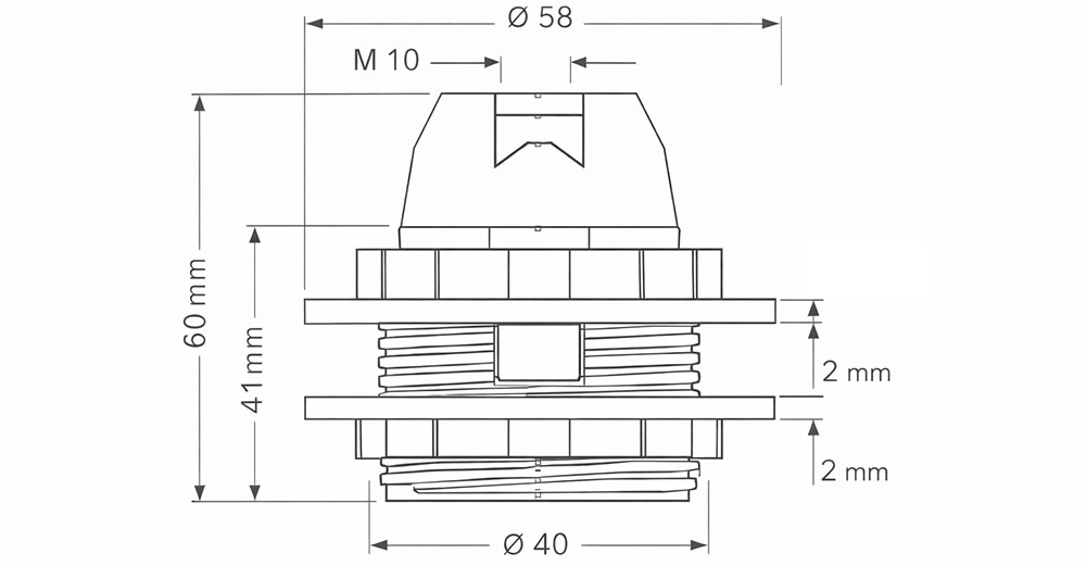Dimensions de la douille plastique E26 à double bagues