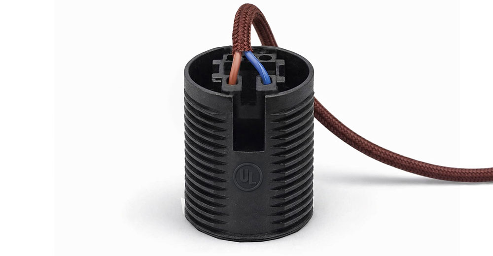 Douille plastique noire à double bagues pour lampe à culot E26 format américain