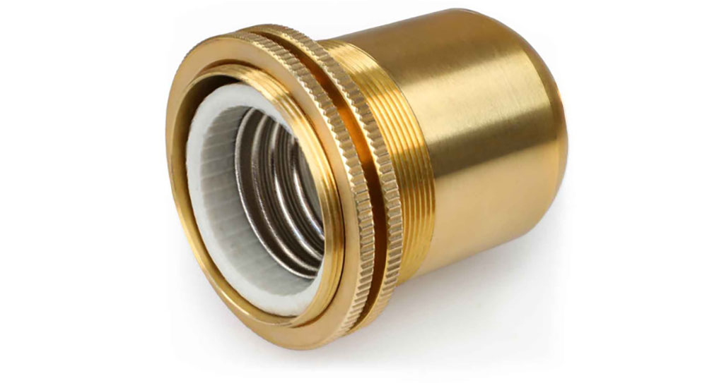 Douille E27 Aaron en laiton massif usinée pour lampe style Edison filetée court