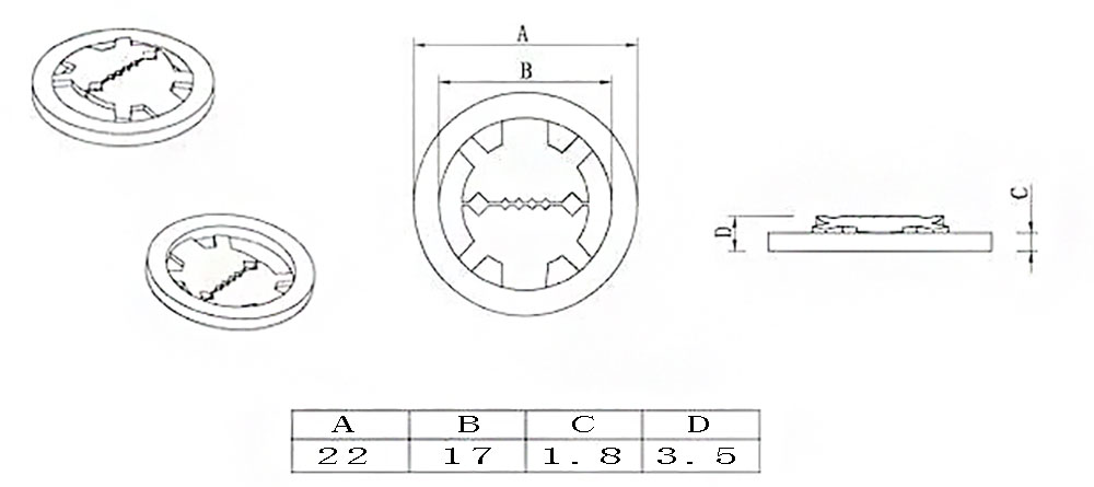 Chape de blocage de câble diamètre 22mm deux griffe anti-traction de câble