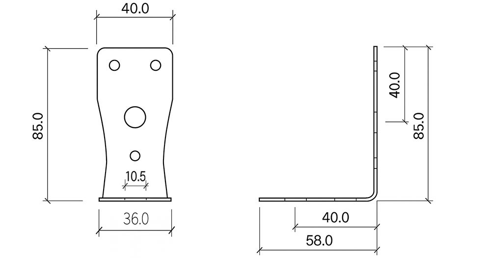 Équerre en laiton pour fixation murale d'un luminaire perçage diamètre 11mm