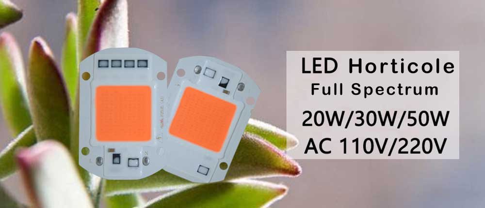 LED horticole full spectre AC LED COB de 20 watts alimentation 230 volts