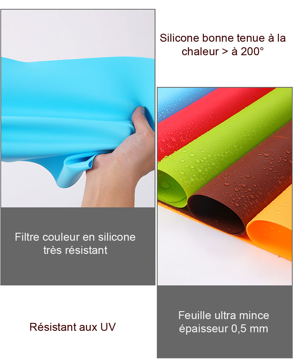 Filtre silicone Sootylight feuille 240 x 200mm couleur bleu pour lampe LED