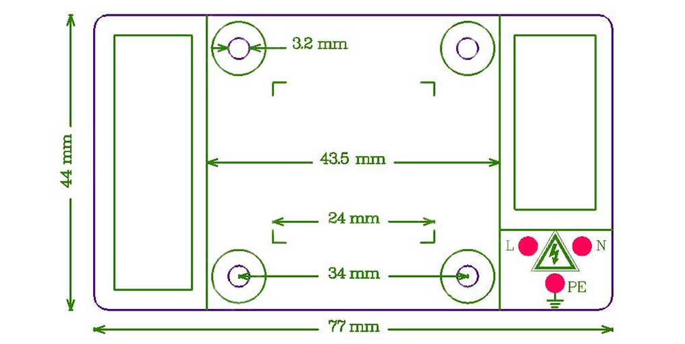 Platine AC LED 50 watts Dimension