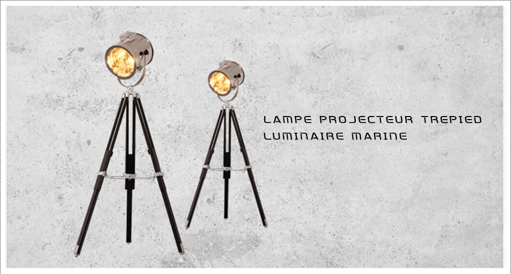 Lampe Marconi projecteur trepied luminaire marine