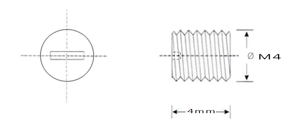 Vis en plastique blanche M4 sans tête longueur 4mm dimension