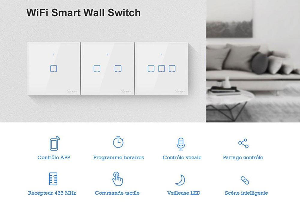 Interrupteur tactile Sonoff programmable