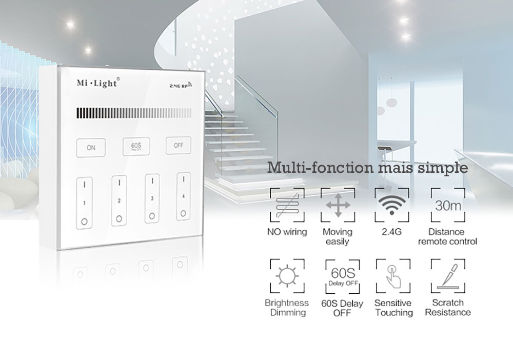 Controleur variateur mural Mi-light B1 tactil