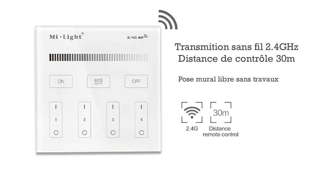 Controleur variateur mural Mi-light B1 pour variateur d'intensité RF 2.4GHz