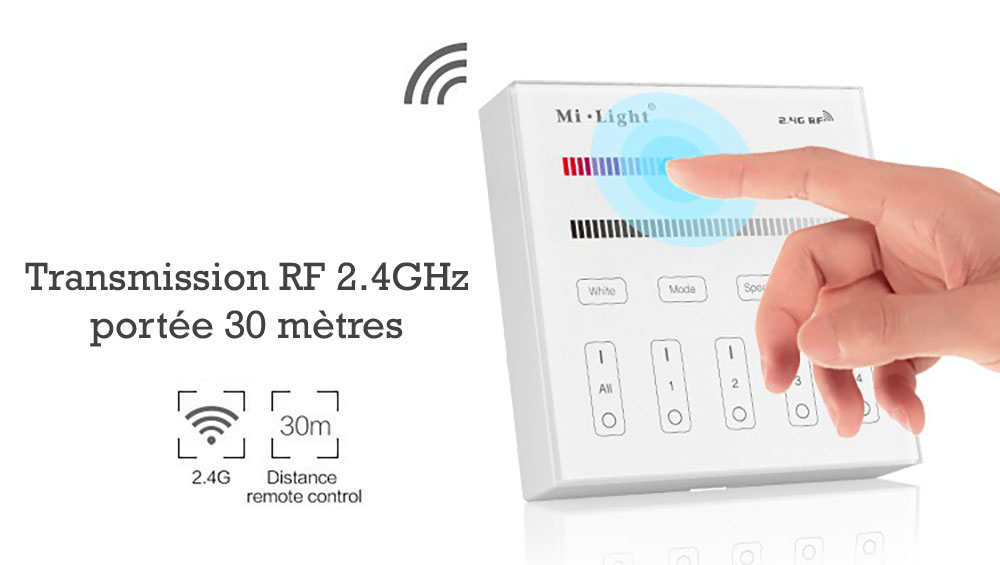 Télécommande mural Mi-light B3 pour contrôleur couleur radio fréquence 2.4GHz