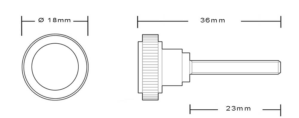 Vis en laiton M4 à tête moletée longueur du filetage 23mm