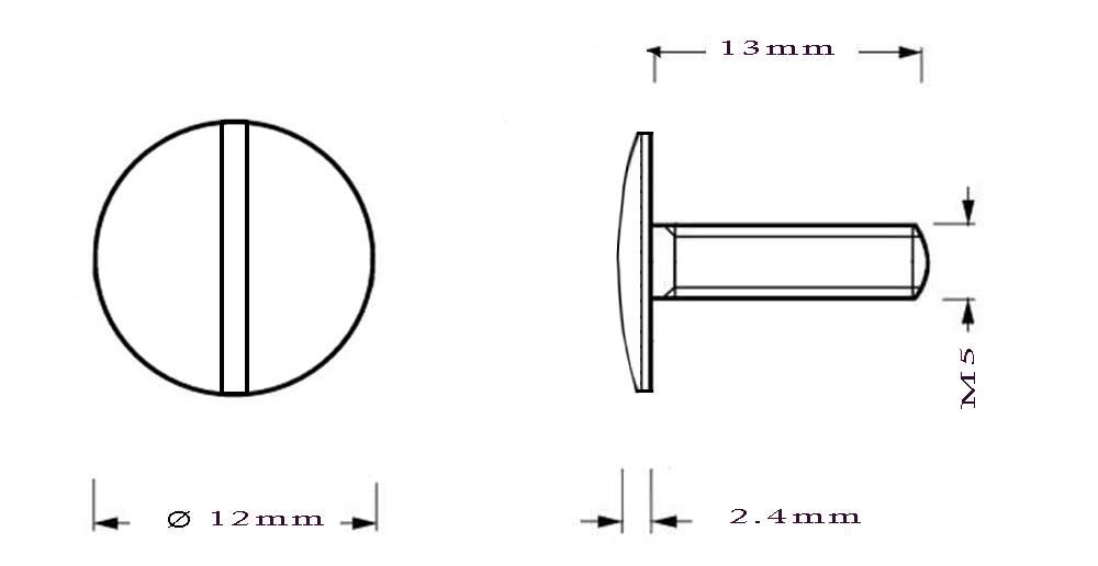 Vis en laiton M5 à tête bombée fendue dimension in
