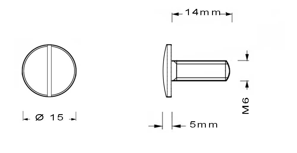 Vis en laiton M6 à tête moletée longueur du filetage 14mm