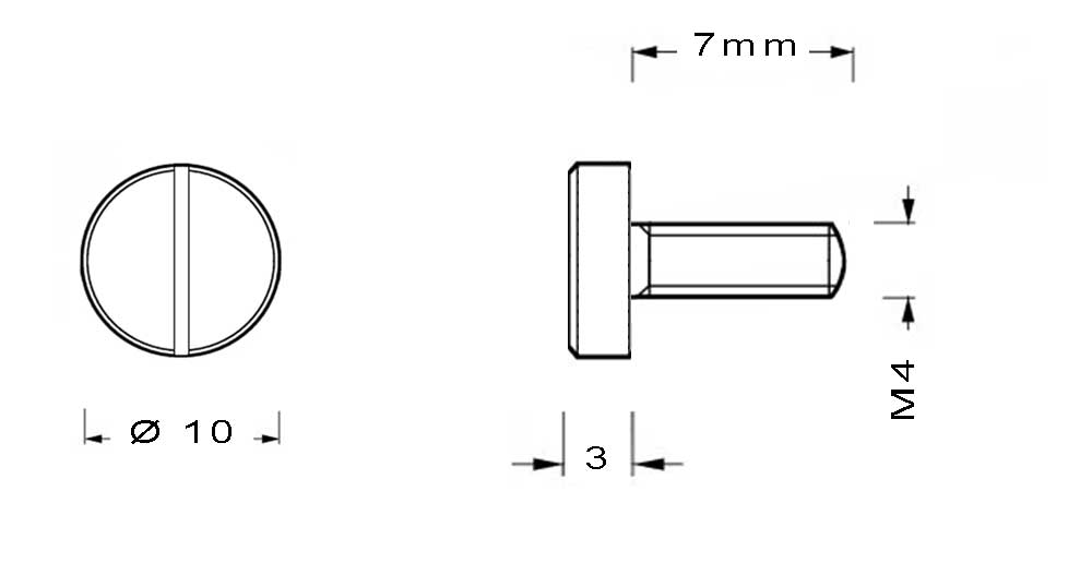 Vis en laiton cylindrique M4 longueur 7mm