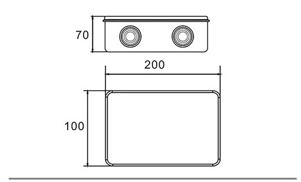 Boite de dérivation étanche IP 65 rectangulaire 100X200