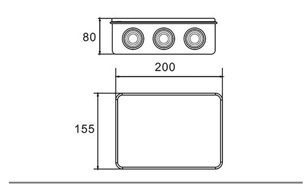 Boite de dérivation étanche IP 65 rectangulaire 155X200