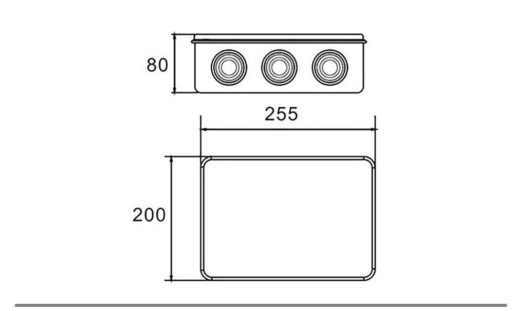 Boite de dérivation étanche IP 65 rectangulaire 200X255