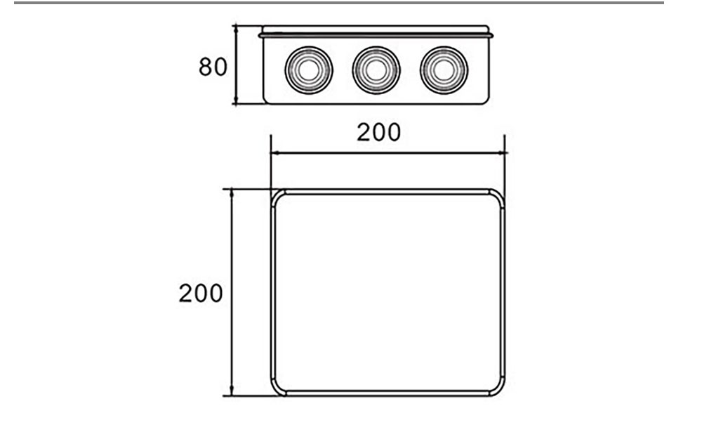 Boîte d'encastrement électrique carré 200 x 200mm