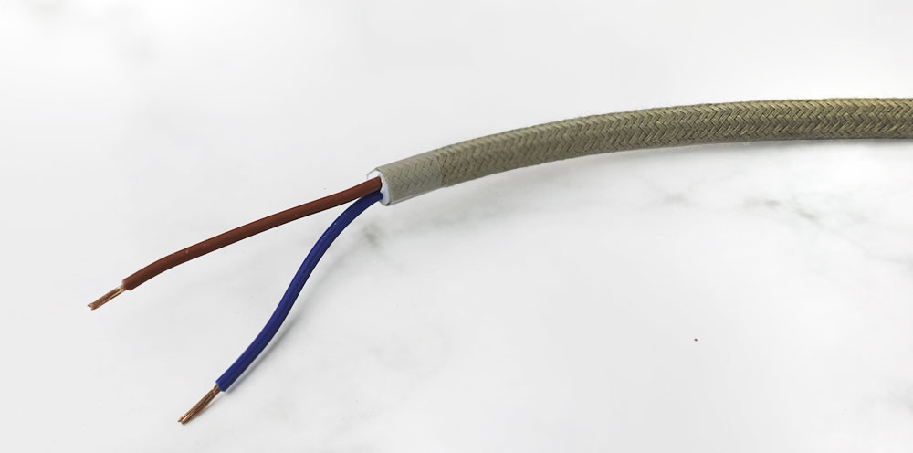 Cable-electrique-textile-rond-tresse-couleur-chanvre-gaine-teflon-et-PVC-2x0.75mm