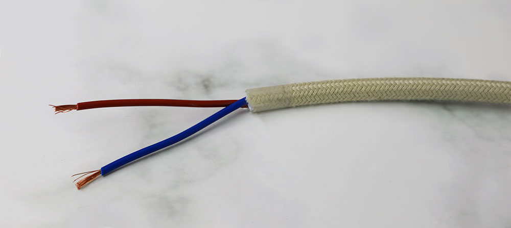 Câble électrique rond tresse textile couleur lin gaine PVC 2x0.75mm²