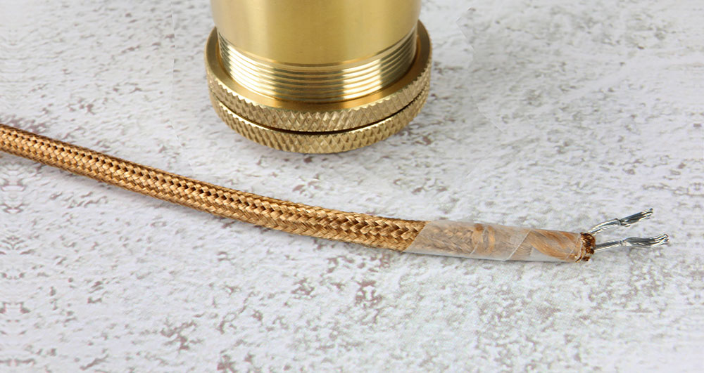 Câble textile rond gaine teflon et PVC 2x0.5mm² - couleur laiton vieilli