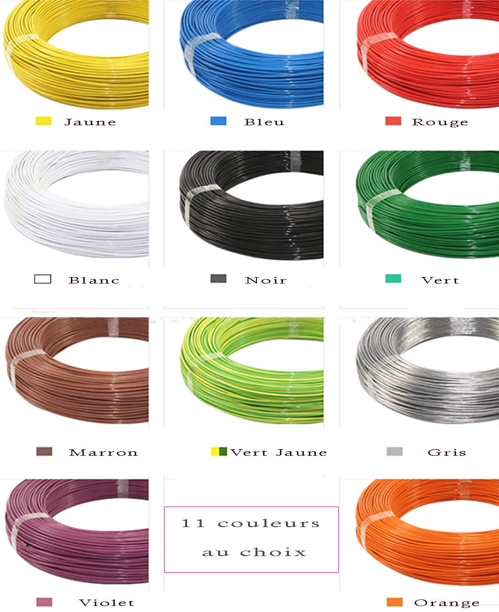 Câble électrique à gaine en téflon toutes les couleurs