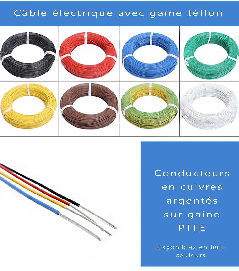 Cable électrique sur gaine téflon AWG