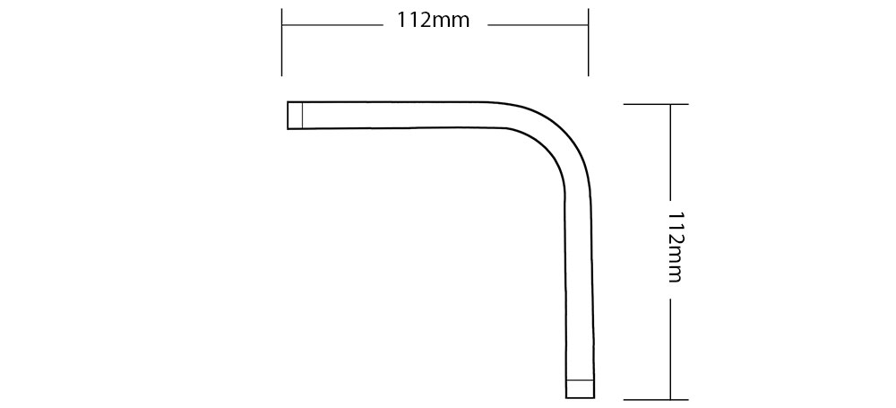 Tube en laiton coudé à 90° filetée M10 aux extrémités – symétrie longueur des bras 112 mm