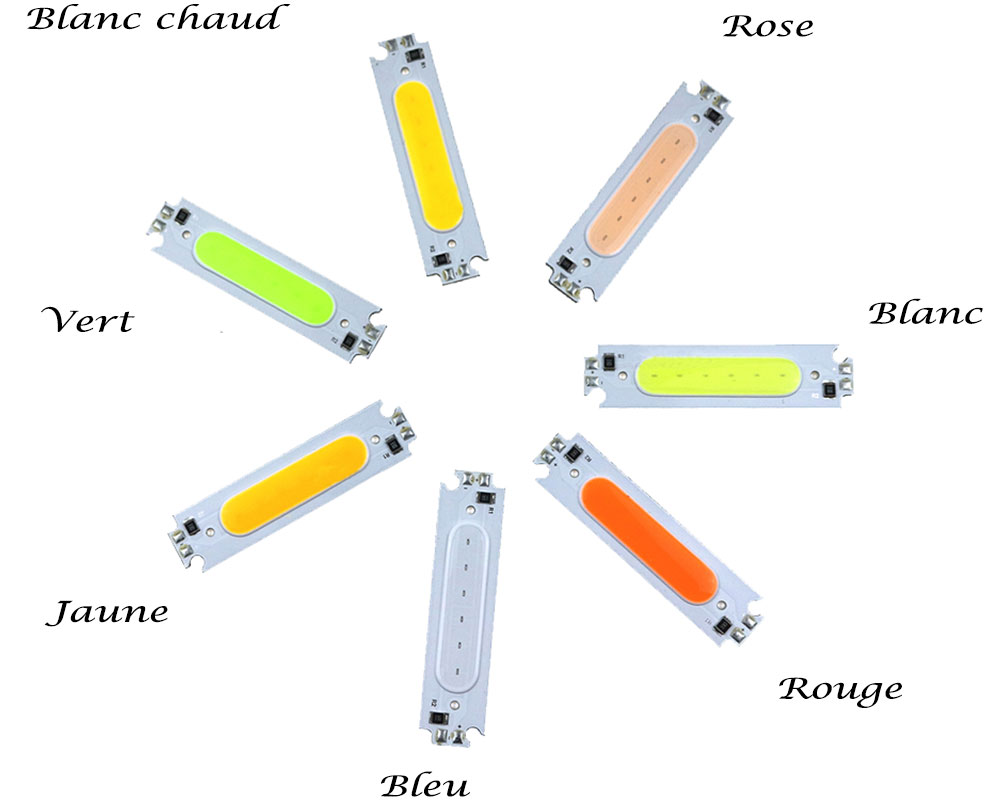 Platine LED rectangulaire 2 Watts 12 volts choix couleurs