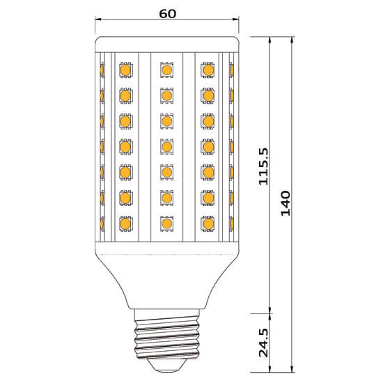 Ampoule LED maïs E27 AC / DC 10 à 60 Volts 12 Watts Epistar 60 SMD